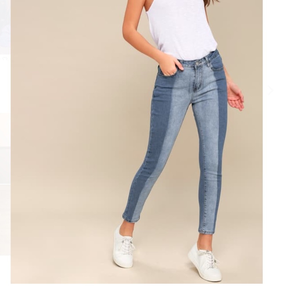 Lulu’s Two Toned Ankle Skinny Jeans